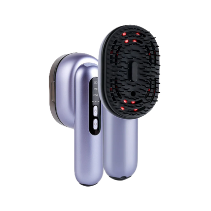 Cepillo con masaje vibratorio con atomizador y aplicador de aceite para el cabello.